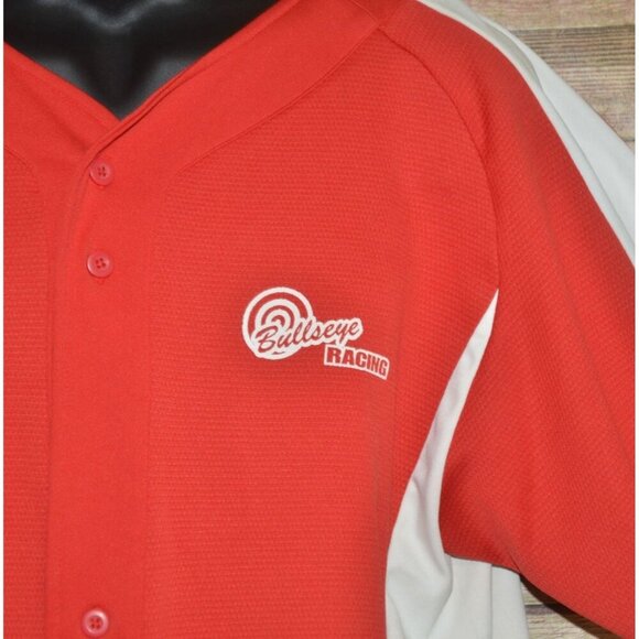 Champion Men's Red Button Front Baseball Jersey Size XL V-Neck Bullseye Racing - Picture 3 of 9